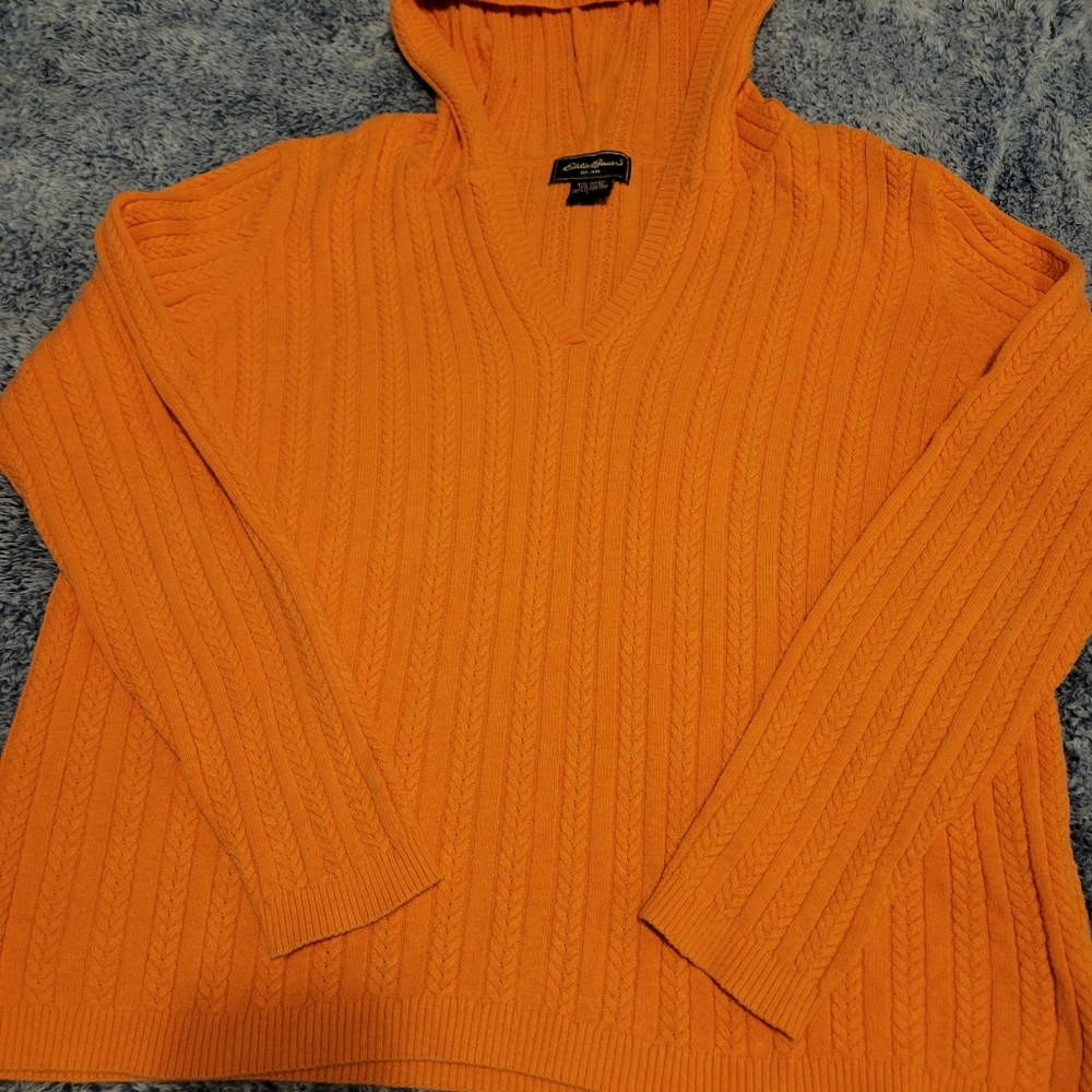 Eddie Bauer v neck hooded sweater size womens Large